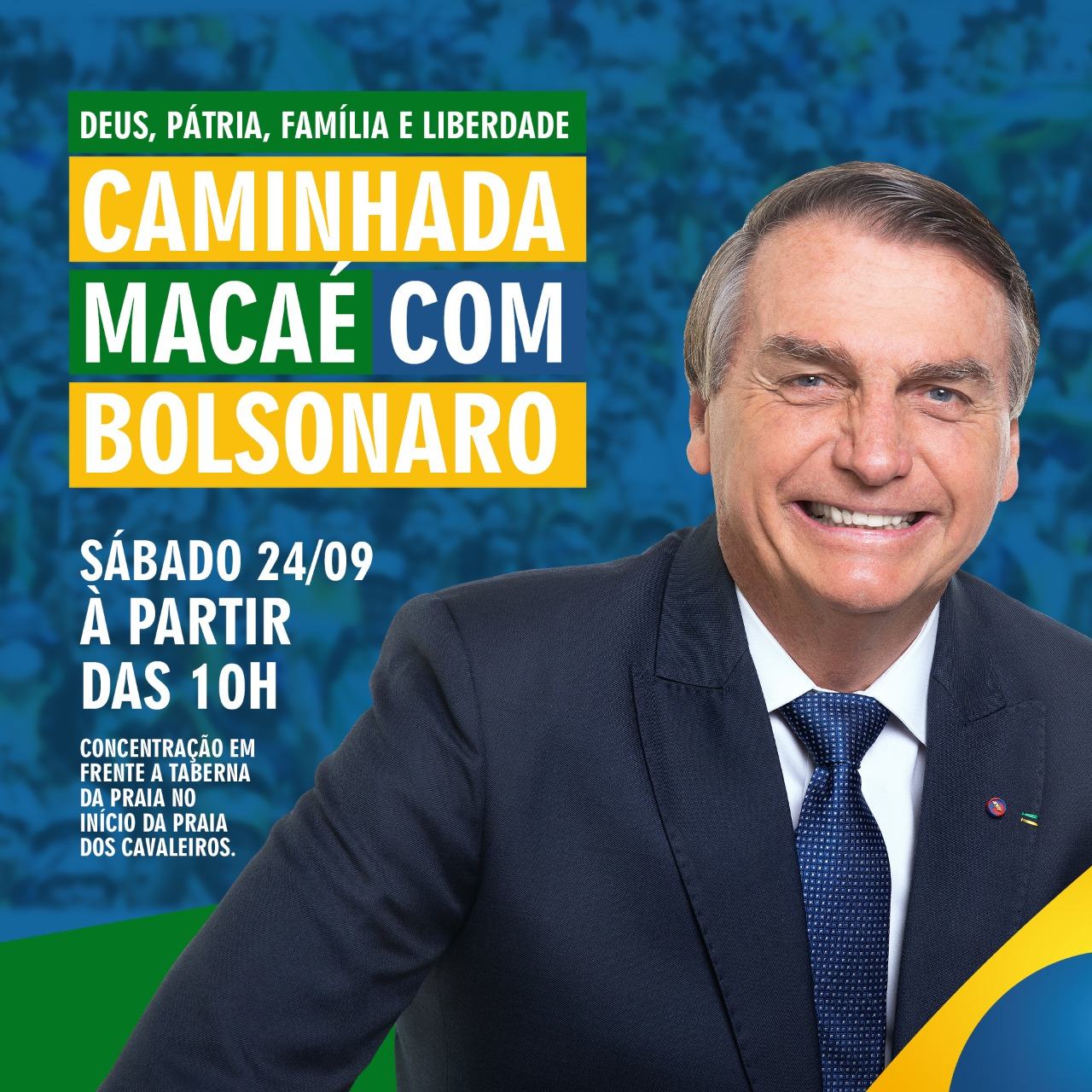 Macaé com Bolsonaro: caminhada em apoio ao presidente acontece neste sábado com concentração nos Cavaleiros