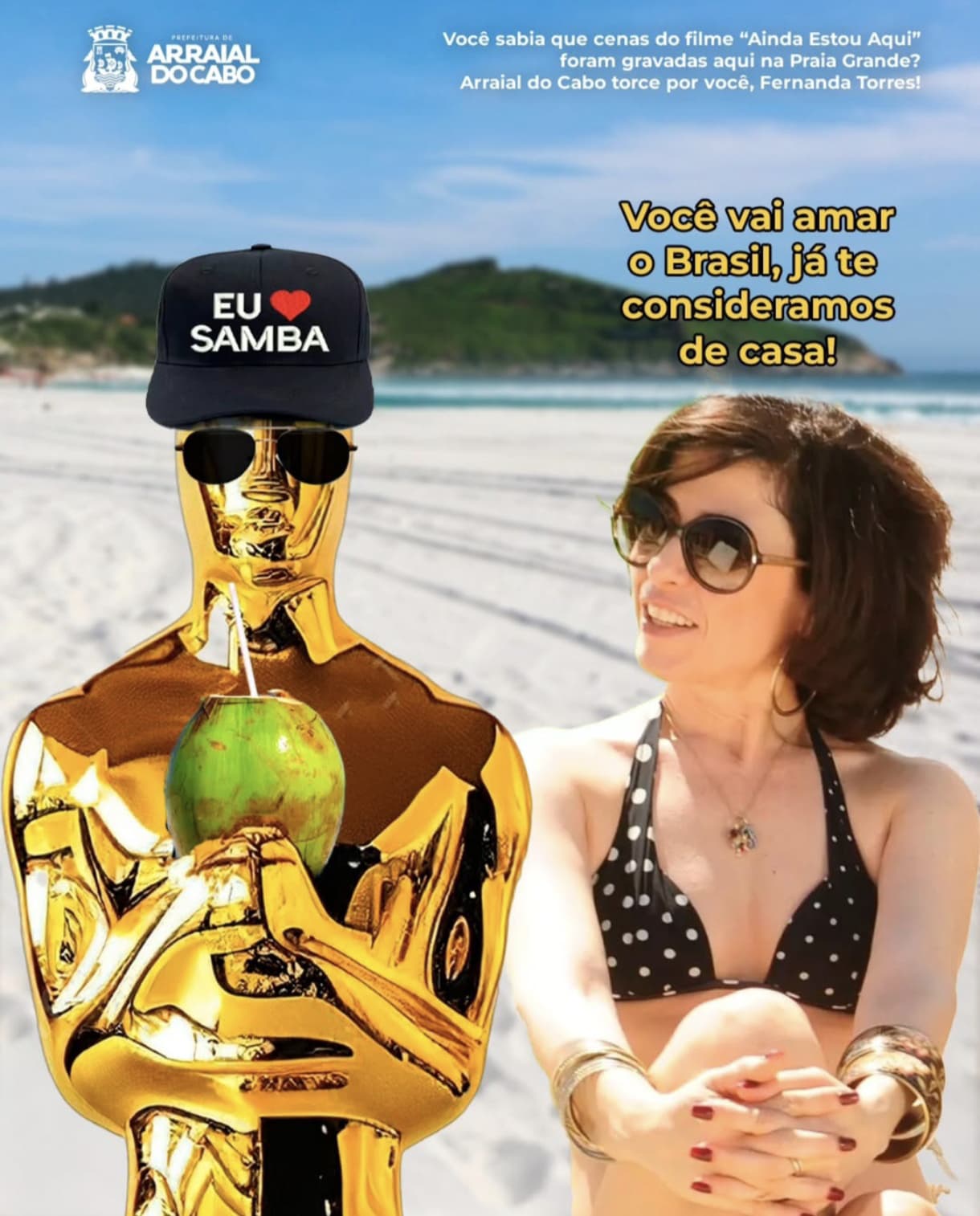 Arraial do Cabo reforça torcida por vitória no Oscar do filme “Ainda Estou Aqui”
