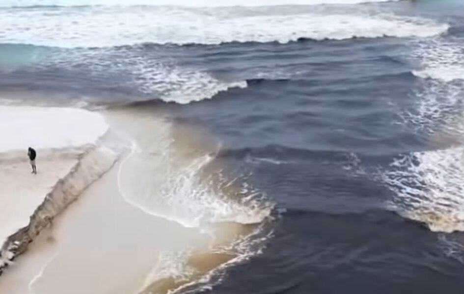 Lagoa Vermelha se conecta ao mar e levanta suspeita de intervenção irregular