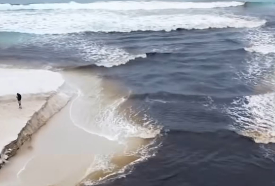 Lagoa Vermelha se conecta ao mar e levanta suspeita de intervenção irregular